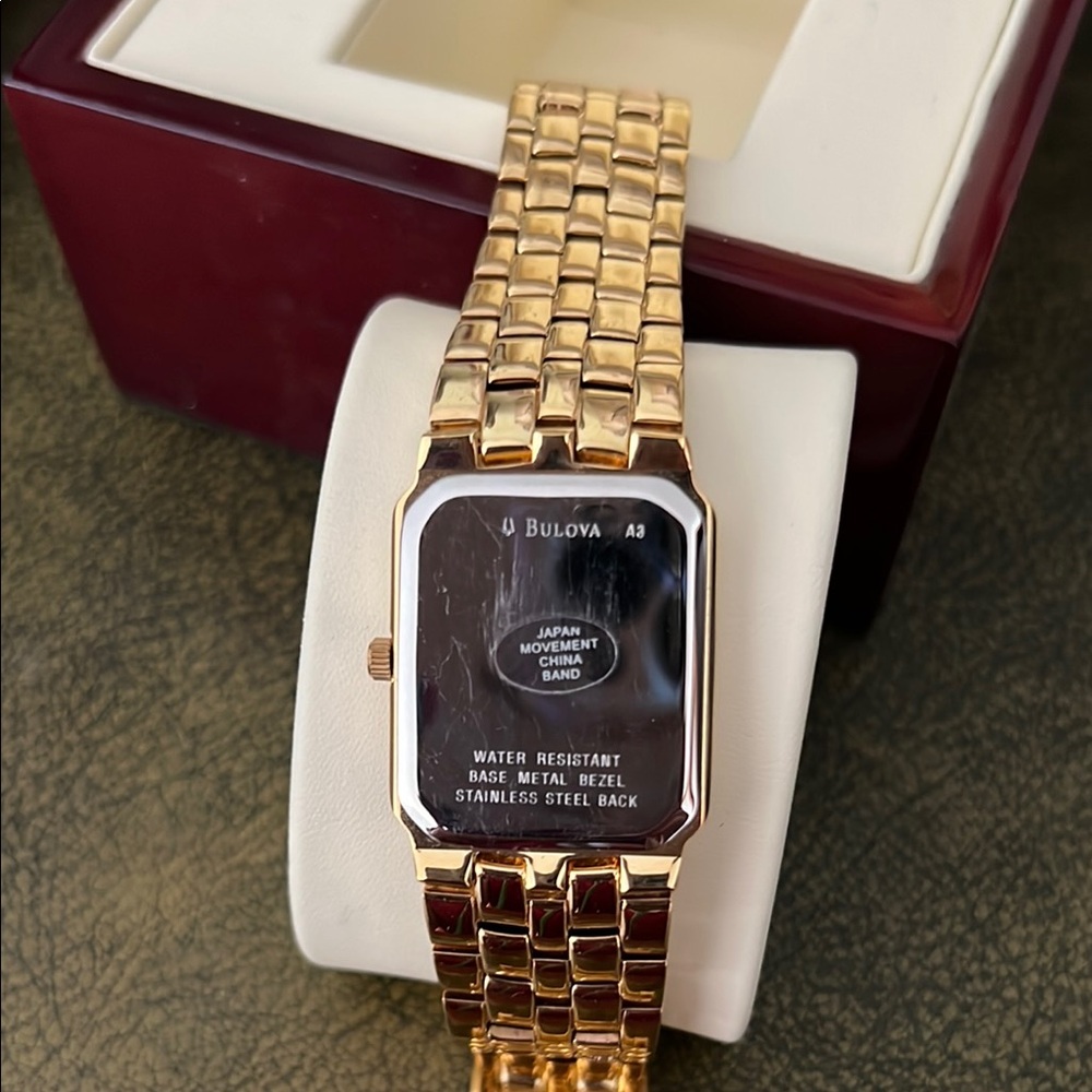 Bulova Gold-Tone Rectangular Watch - Picture 3 of 5